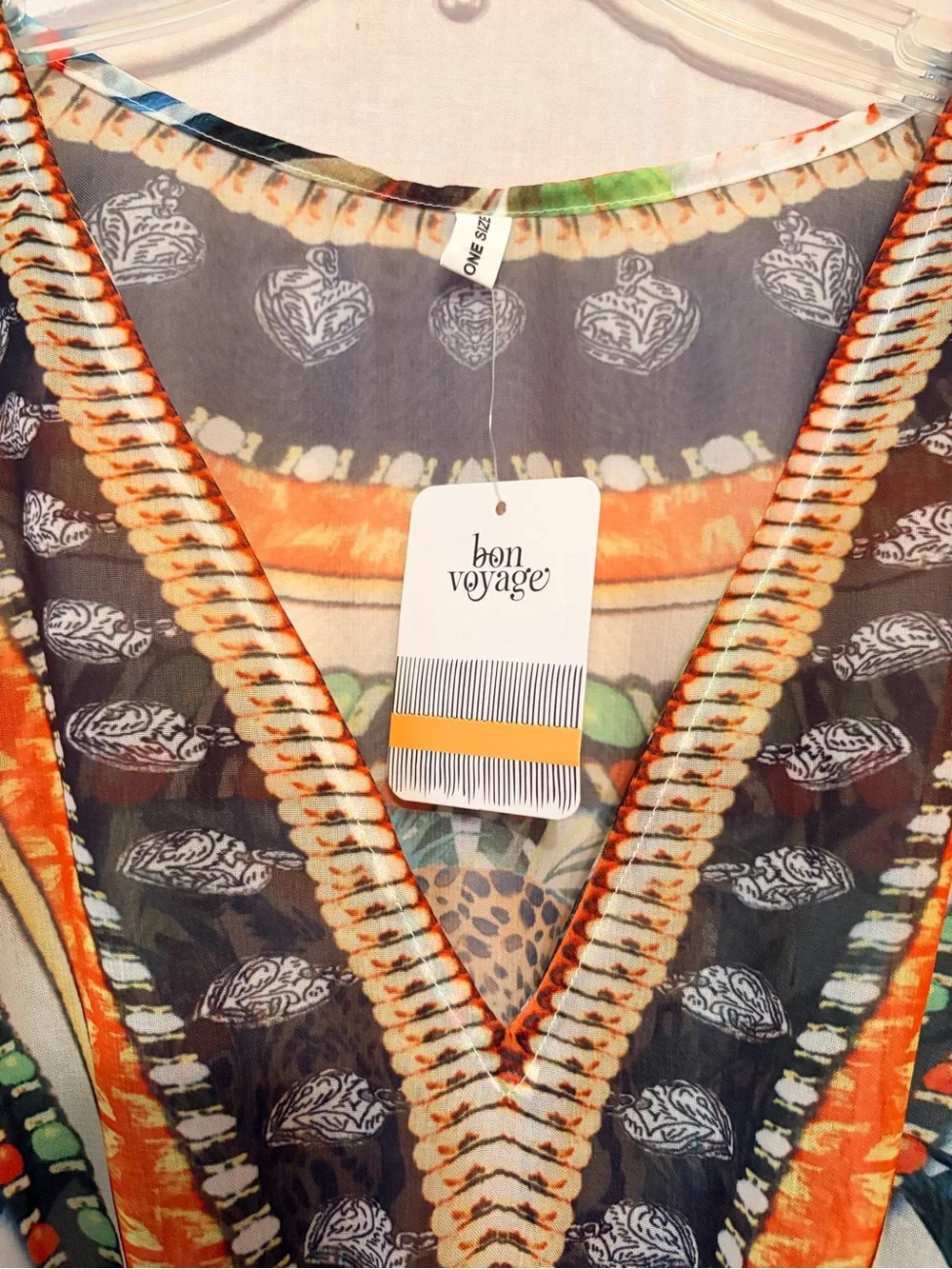 NWT Shahida Parides short swim cover up tropical print deep V-neckline